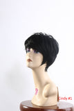 Cheap wig with bang jet black short pixie cut