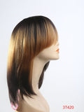 Color block with with side bang ombre