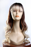 Wig Long Curly Ombre Brown/Honey Blonde/Platinum Blonde 4T/27/613