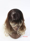 Ombre brown blonde curly layered wig