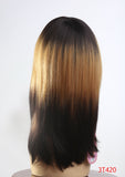 Two toned color block wig black auburn