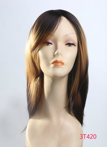 Side swept bang with ombre auburn black wig