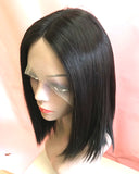 12"-14" Middle Parting Bob-cut Wig (Straight Natural Color Premium Virgin Human Hair)