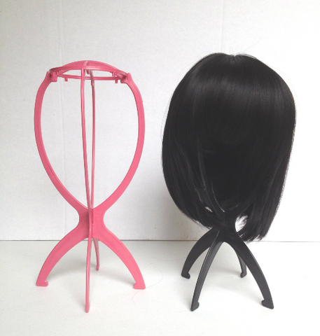 Folding Hair Wig Stand (Pink)