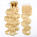 blonde 613 hair bundles closure body wave